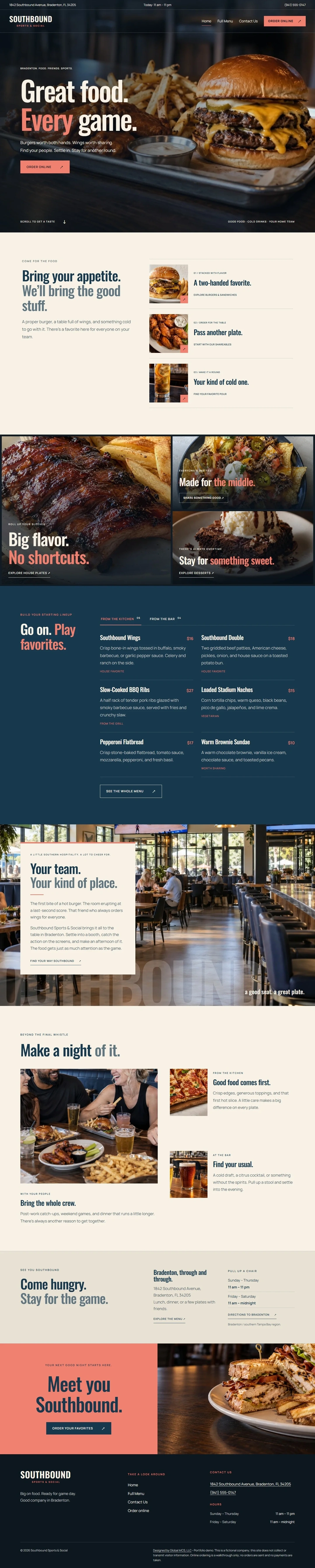 Preview of Sports Bar Website